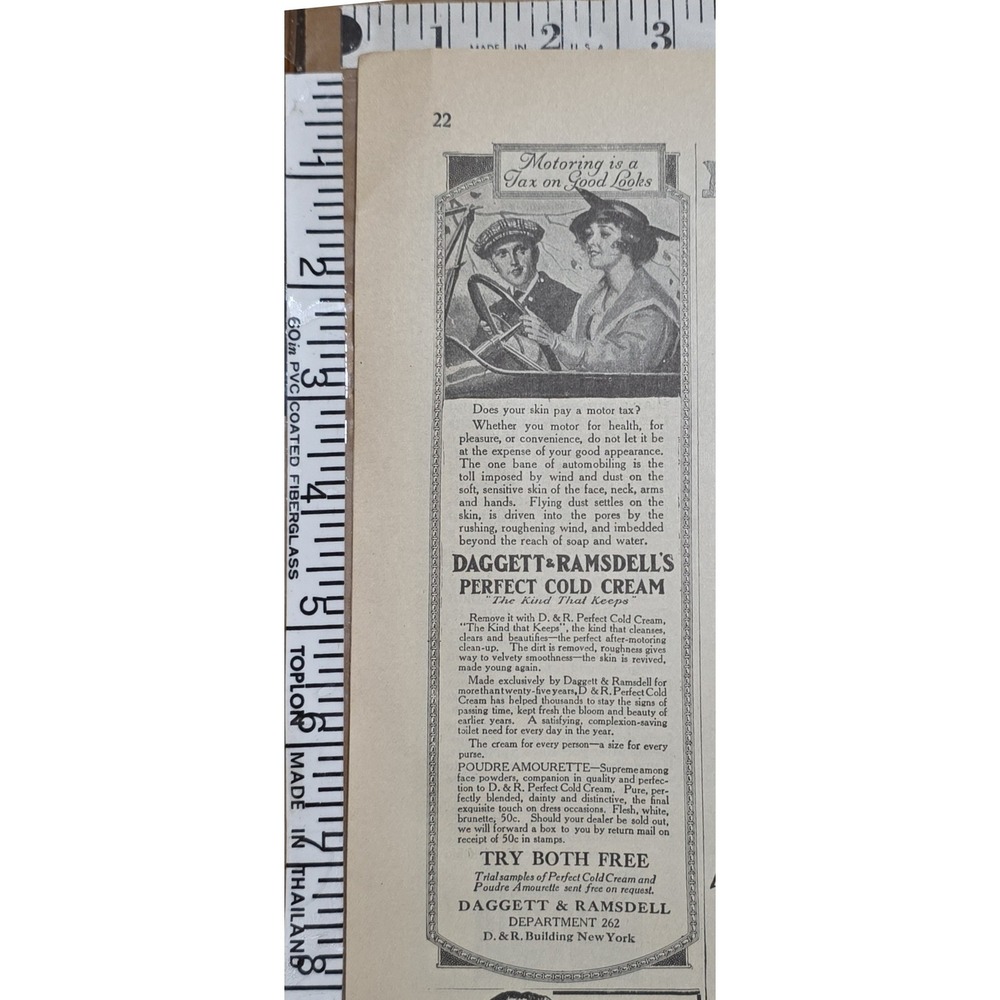 Vintage 1917 Daggett & Ramsdell Perfect Cold Cream Print Ad Fashion Illustration